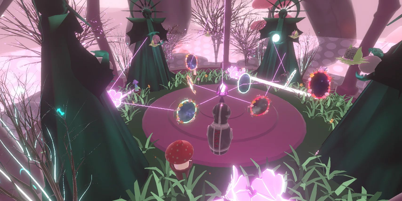 The pink alien temple interior.