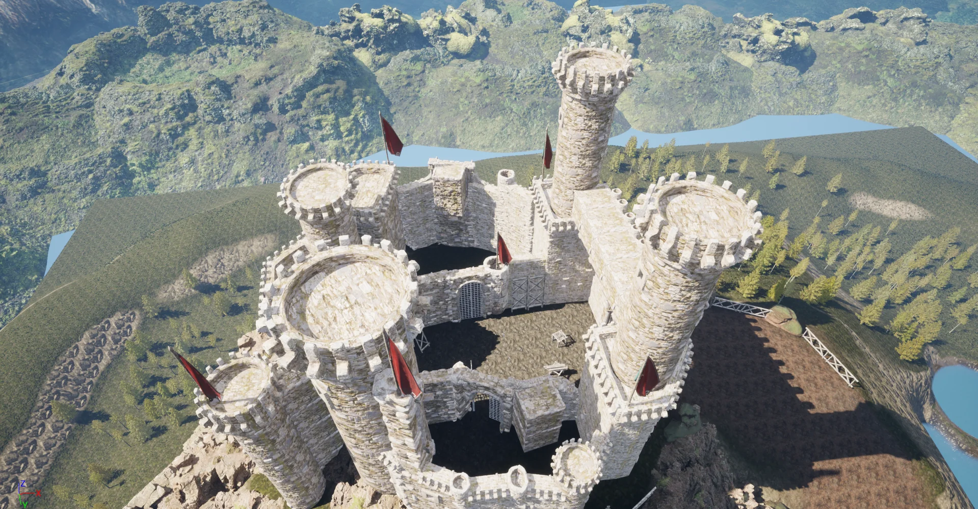 The castle from the air.