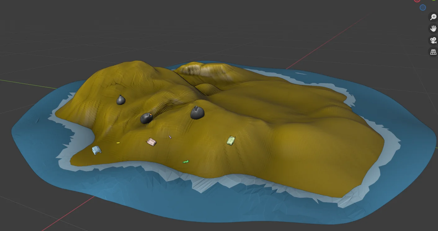 The level layout seen from above in the editor.