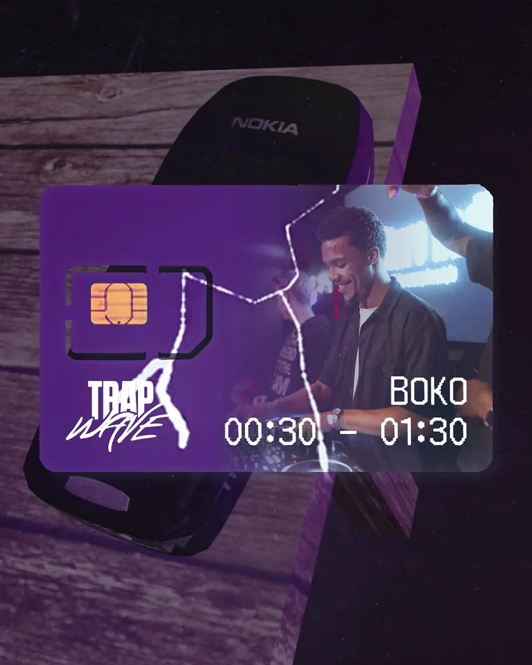 A SIM card carrying Boko sliding out of the phone.